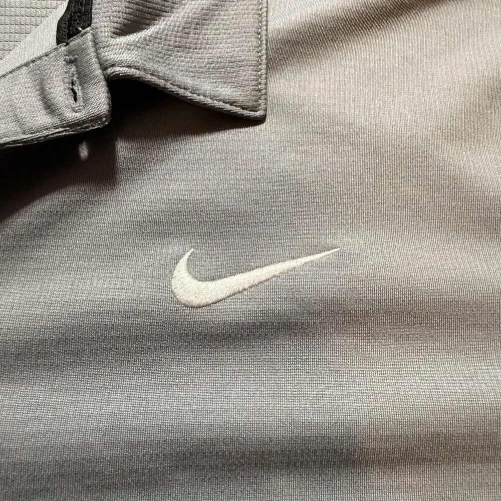 Nike Polo Shirt Mens XL Gray Dri-Fit Short Sleeve Golf Athletic Performance